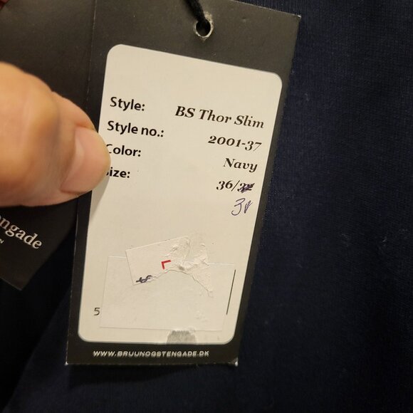 Bruun and Stengade Cotton Spandex Navy Chino Men's Pants Size 36 - Picture 7 of 14